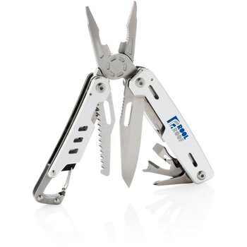 Solid multitool met karabijnhaak zilver