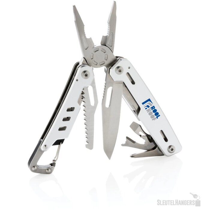 Solid multitool met karabijnhaak zilver