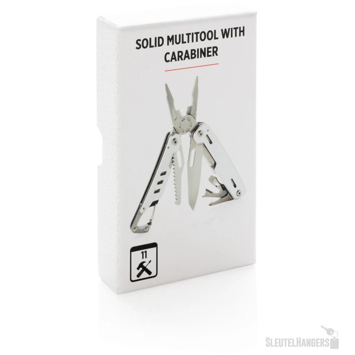 Solid multitool met karabijnhaak zilver