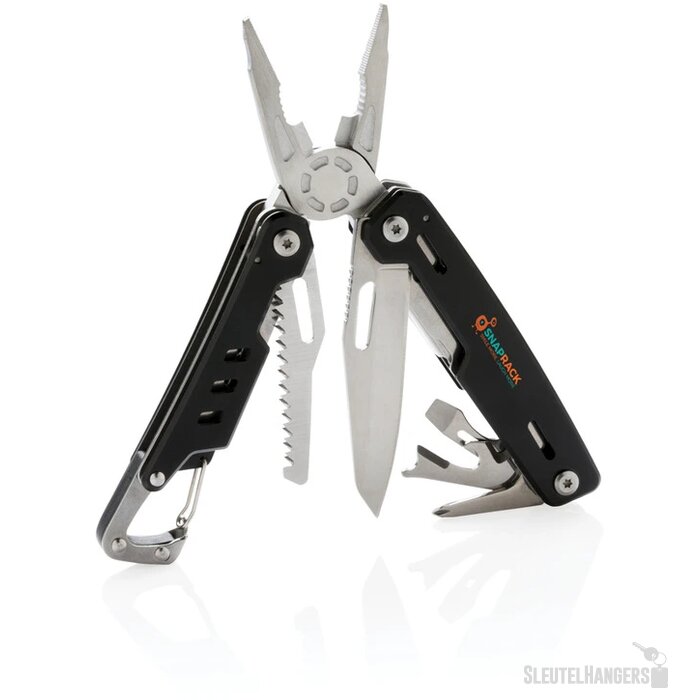 Solid multitool met karabijnhaak zwart
