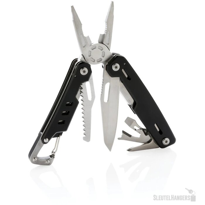 Solid multitool met karabijnhaak zwart