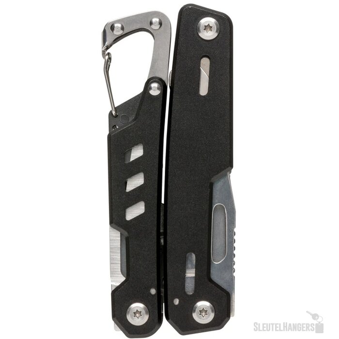 Solid multitool met karabijnhaak zwart