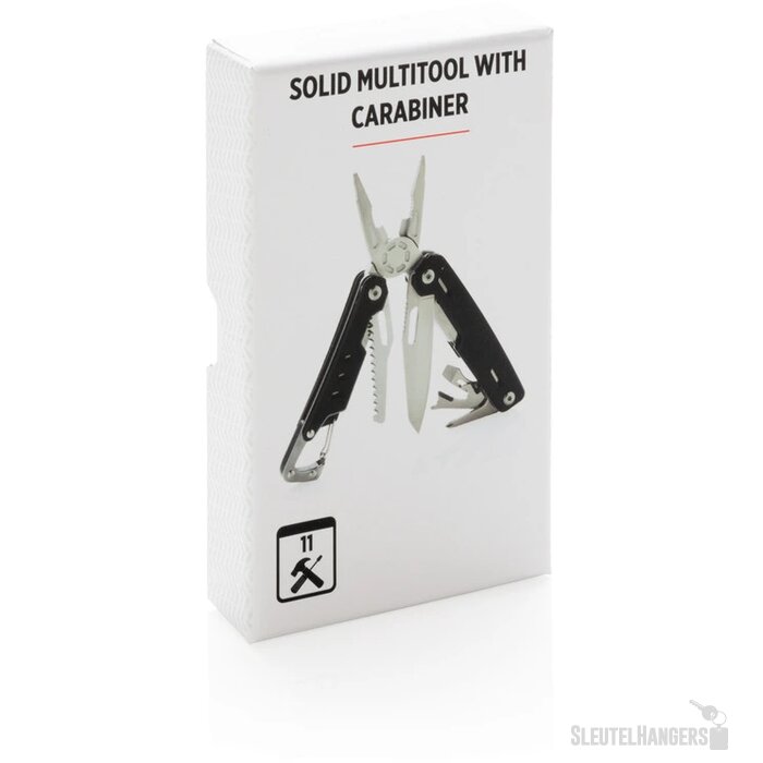 Solid multitool met karabijnhaak zwart