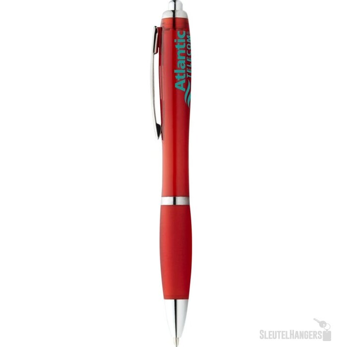 Pen met rubberen grip Rood