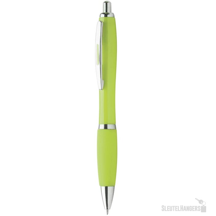 Pen met rubberen grip Limoengroen