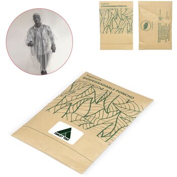 Biologisch afbreekbare regenponcho natuur