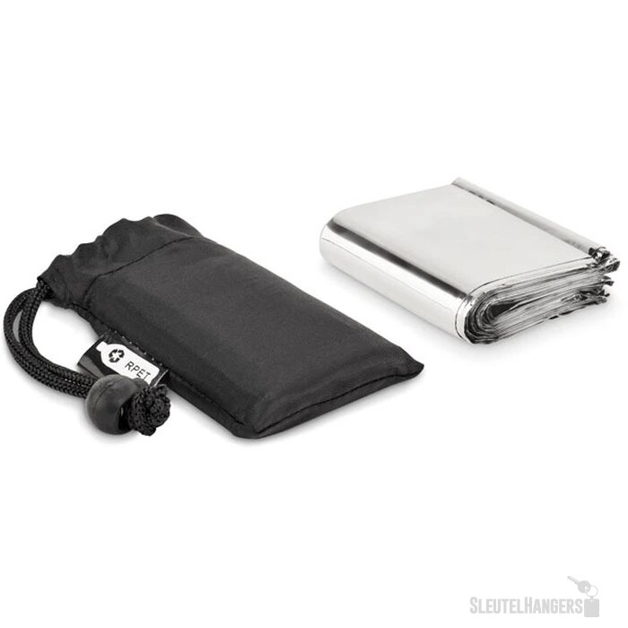 Nooddeken in een zakje Help zwart