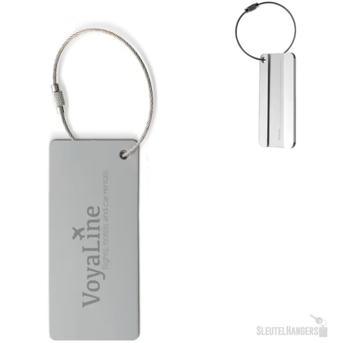 Aluminium bagagelabel rechthoek zilver