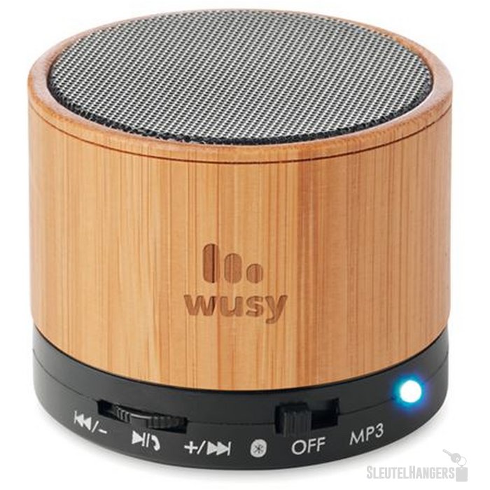 Ronde speaker met bamboe Zwart