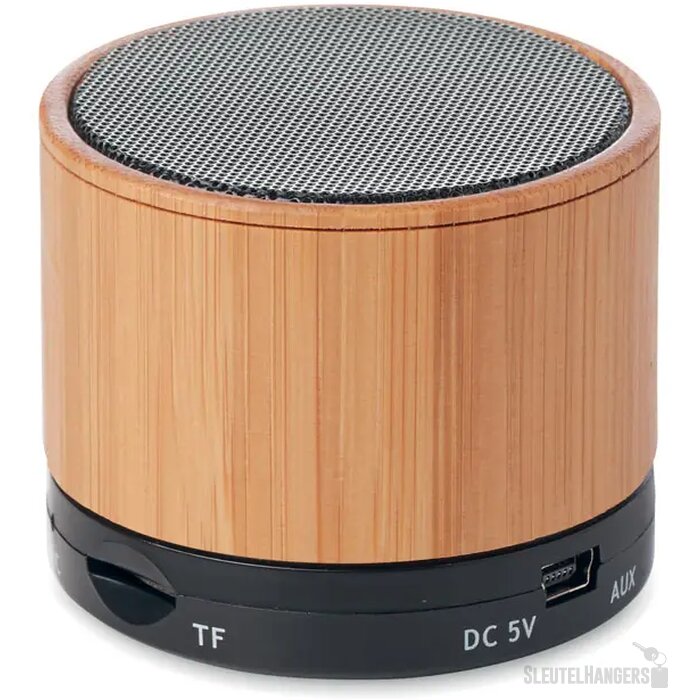 Ronde speaker met bamboe Zwart