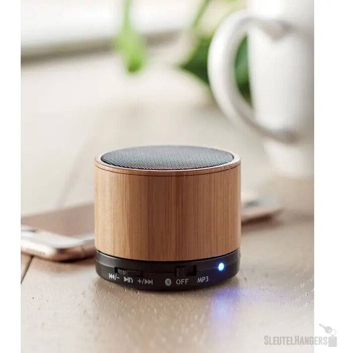 Ronde speaker met bamboe Zwart