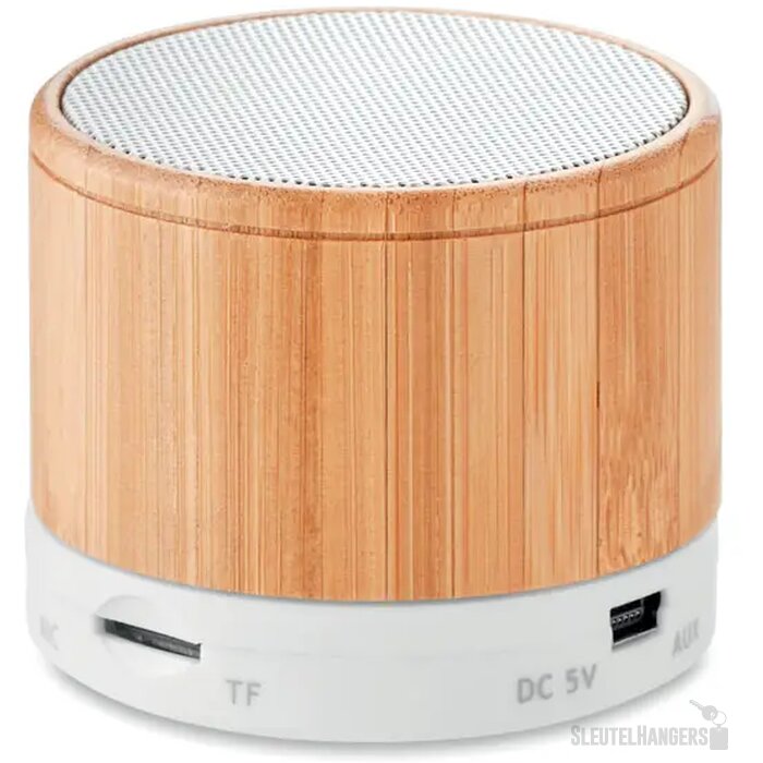 Ronde speaker met bamboe Wit