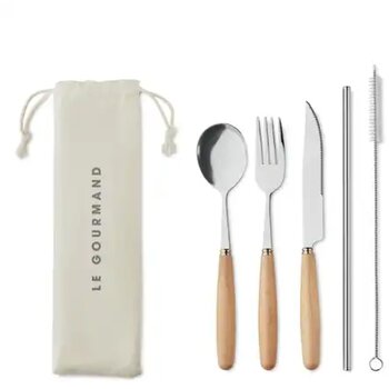 Rvs Bestekset Met Houten Handvat Naturel