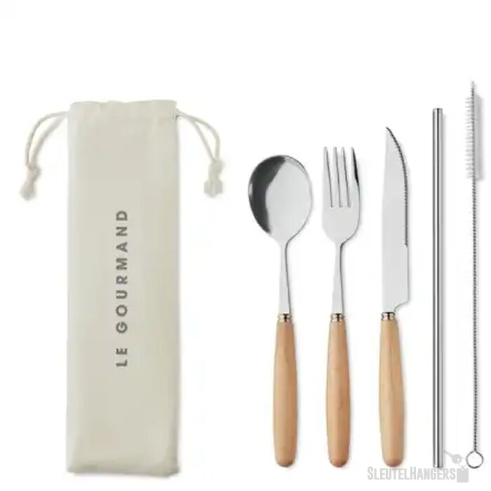 Rvs Bestekset Met Houten Handvat Naturel