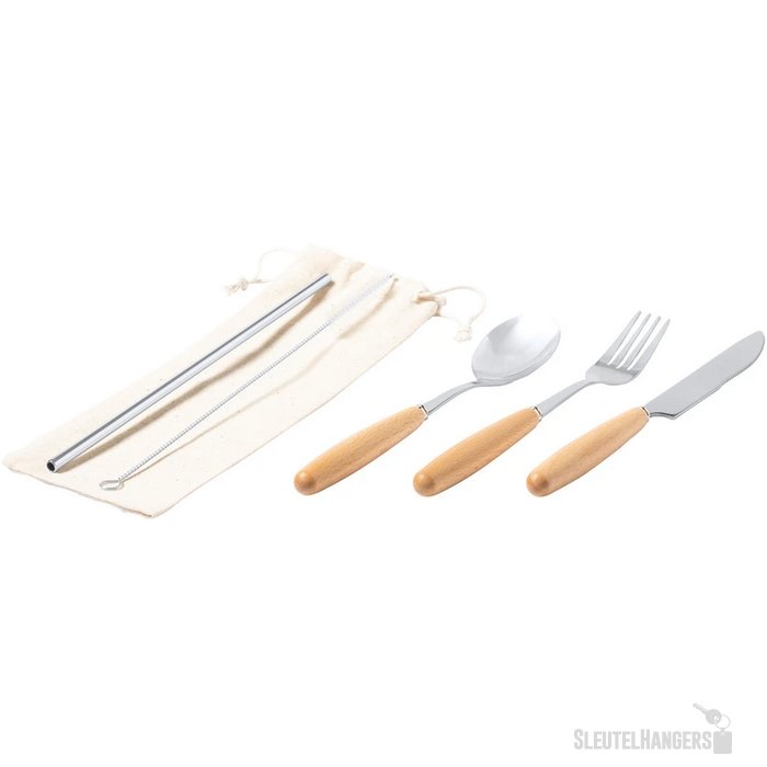Rvs Bestekset Met Houten Handvat Naturel