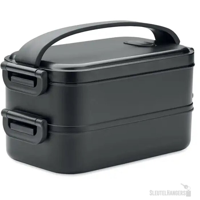 Duurzame lunchbox met 2 vakken Zwart