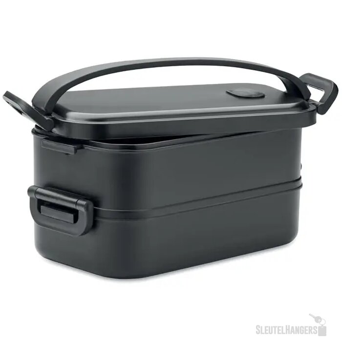 Duurzame lunchbox met 2 vakken Zwart