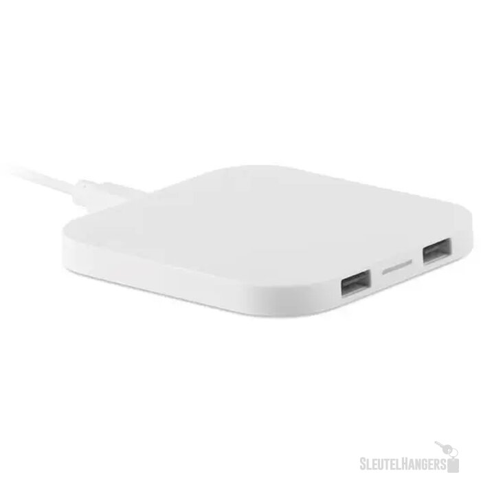 USB hub met draadloze lader Wit