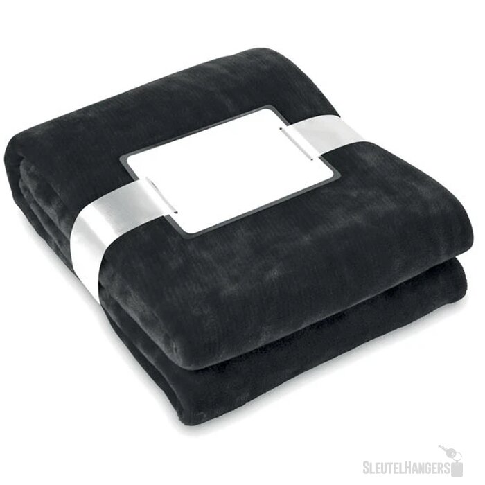 Deken van flanel Davos zwart