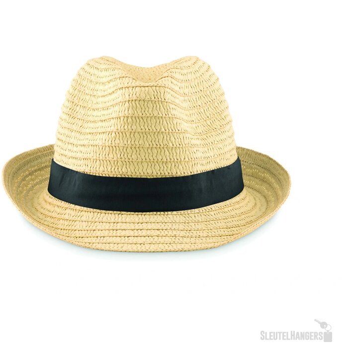 Naturel strohoedje Zwart
