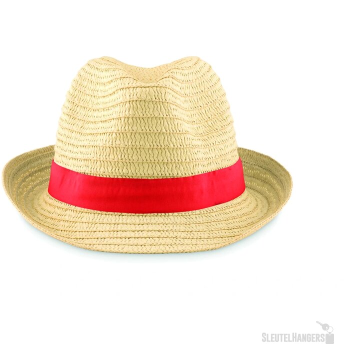 Naturel strohoedje Rood