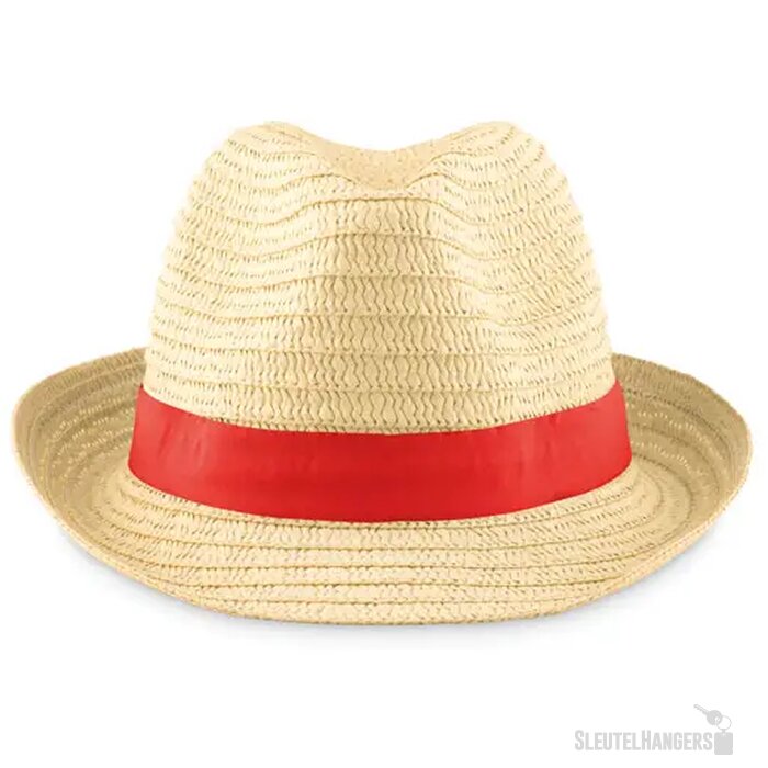 Naturel strohoedje Rood