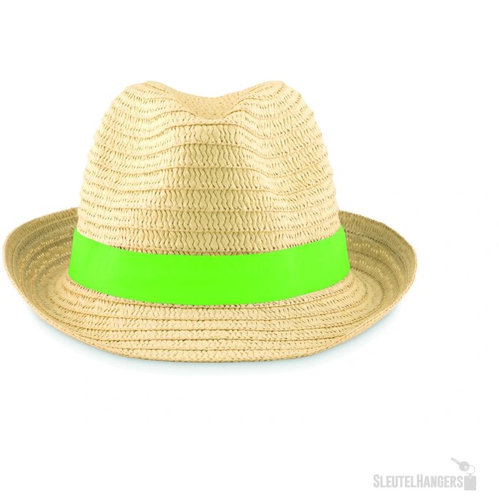 Naturel strohoedje Limoengroen