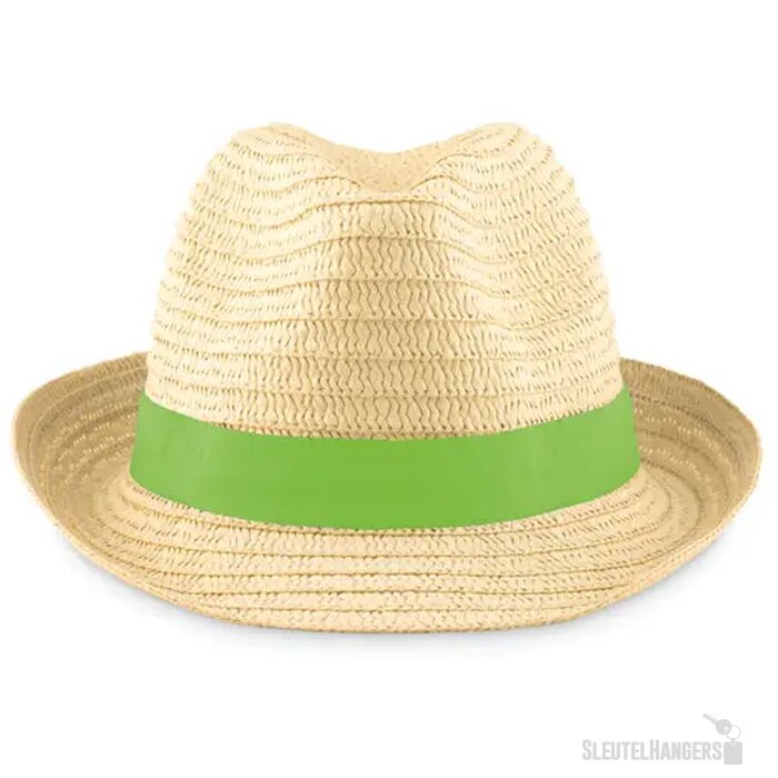 Naturel strohoedje Limoengroen