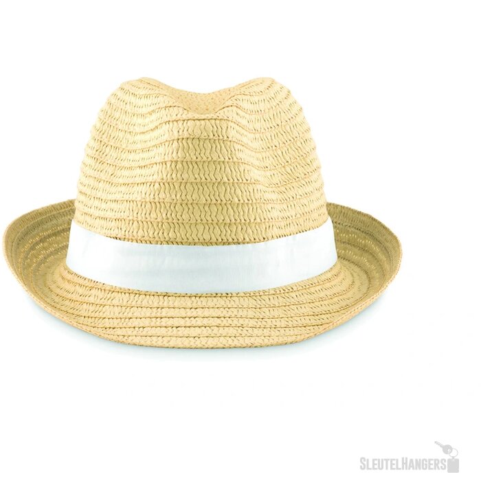 Naturel strohoedje Wit