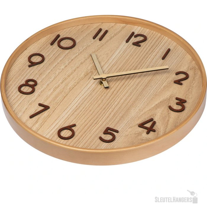 Klok van hout - Analoog beige