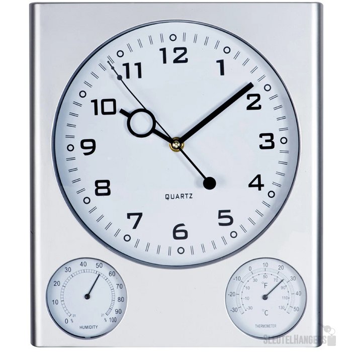 Wandklok met thermometer en hygrometer Merzig grijs silvergrey