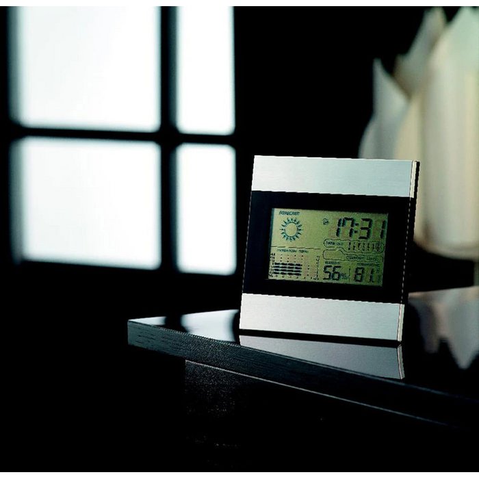 Weerstation en klok Ripper mat zilver