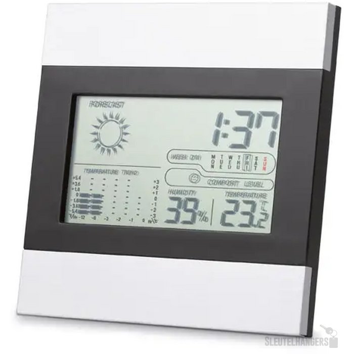 Weerstation en klok Ripper mat zilver