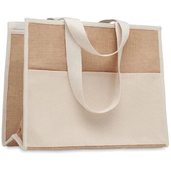 Koeltas van canvas en jute Campo de geli beige
