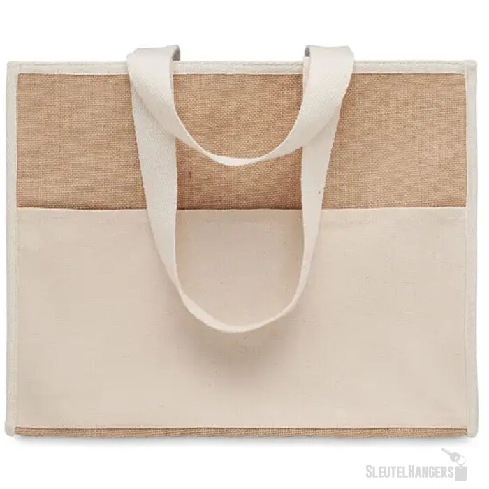Koeltas van canvas en jute Campo de geli beige