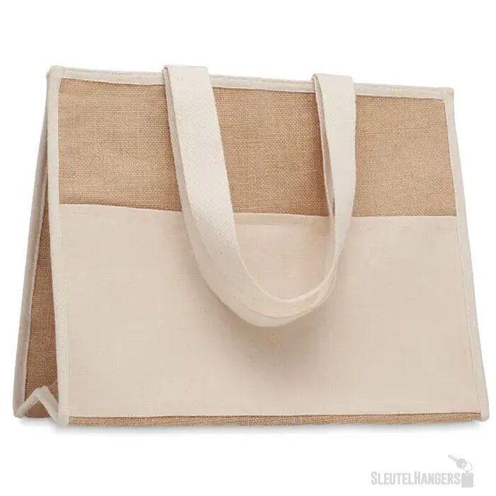 Koeltas van canvas en jute Campo de geli beige