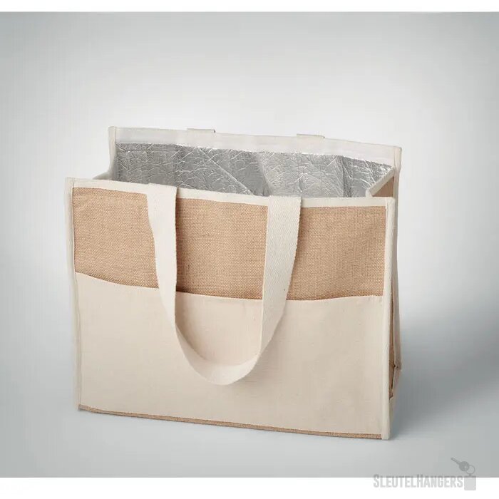 Koeltas van canvas en jute Campo de geli beige