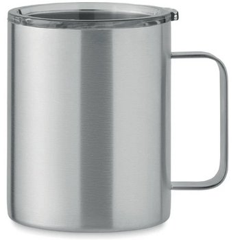 Dubbelwandige beker met drinkdeksel (300 ml) Zilver Dubbelwandige beker met drinkdeksel (300 ml) Zilver