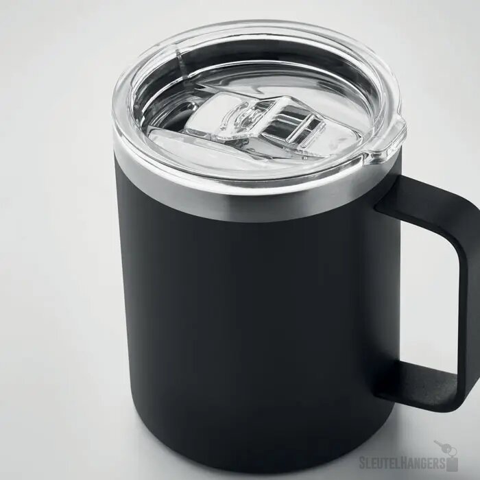 Dubbelwandige beker met drinkdeksel (300 ml) Zwart 300 ml
