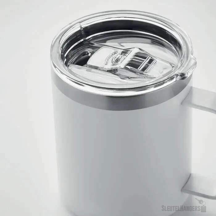 Dubbelwandige beker met drinkdeksel (300 ml) Wit 300 ml