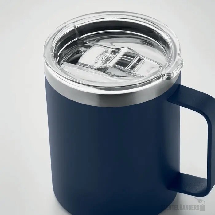 Dubbelwandige beker met drinkdeksel (300 ml) Kobaltblauw 300 ml