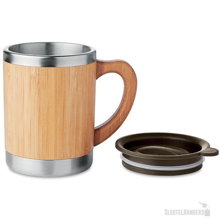 Dubbelwandige drinkbeker 300ml Mokka hout