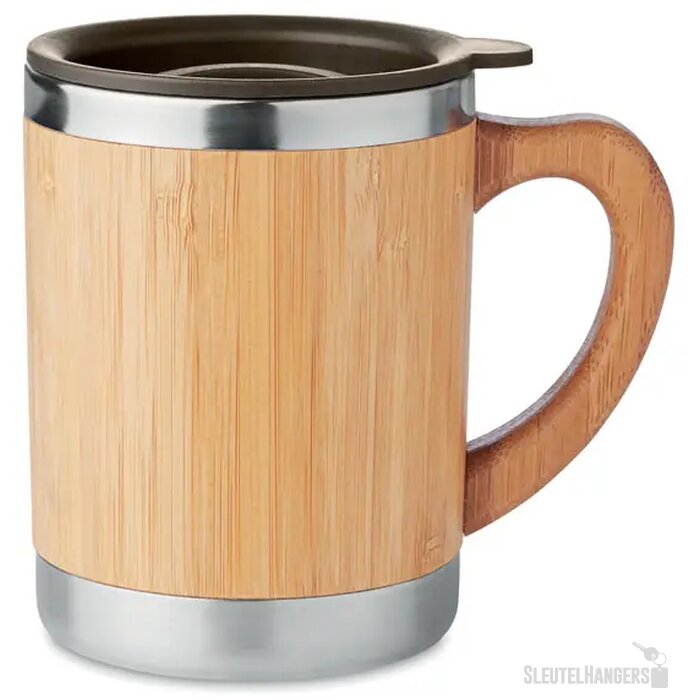 Dubbelwandige drinkbeker 300ml Mokka hout