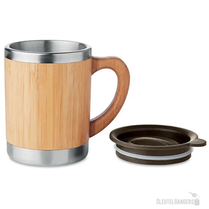 Dubbelwandige drinkbeker 300ml Mokka hout