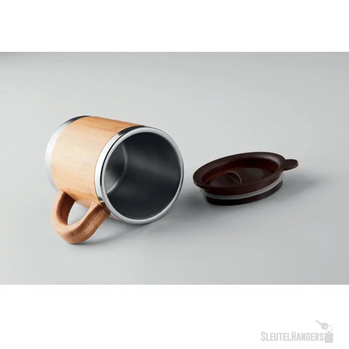 Dubbelwandige drinkbeker 300ml Mokka hout