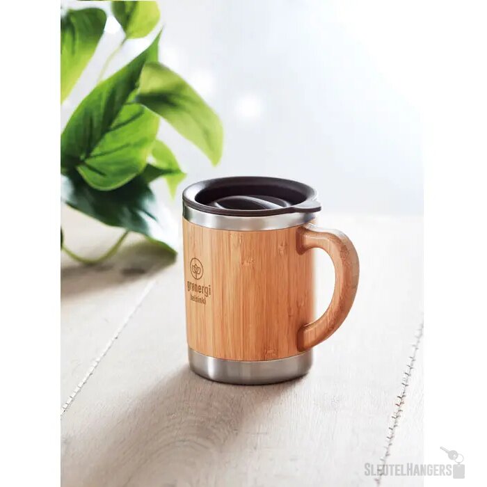 Dubbelwandige drinkbeker 300ml Mokka hout
