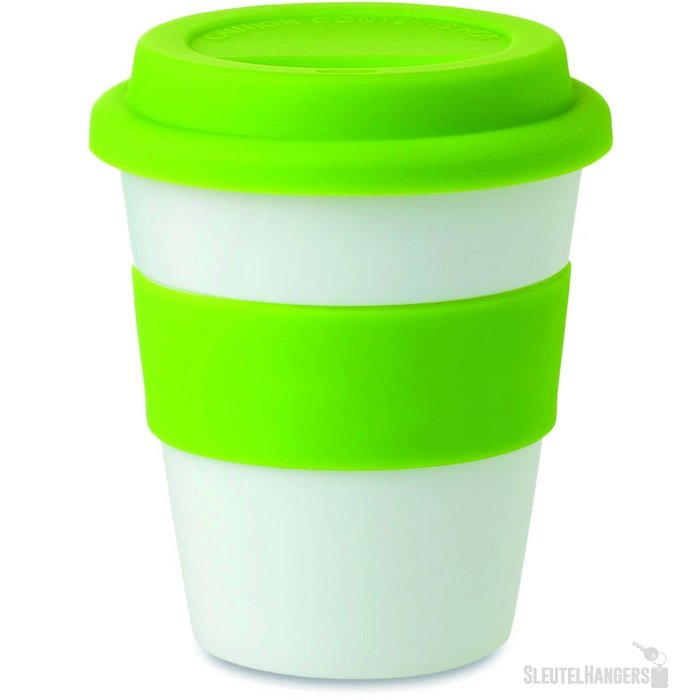 Pp beker met siliconen deksel Astoria groen