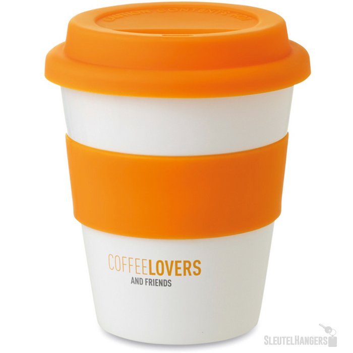 Pp beker met siliconen deksel Astoria oranje