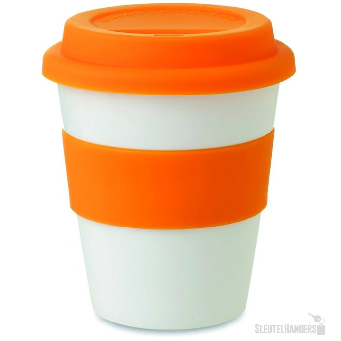 Pp beker met siliconen deksel Astoria oranje