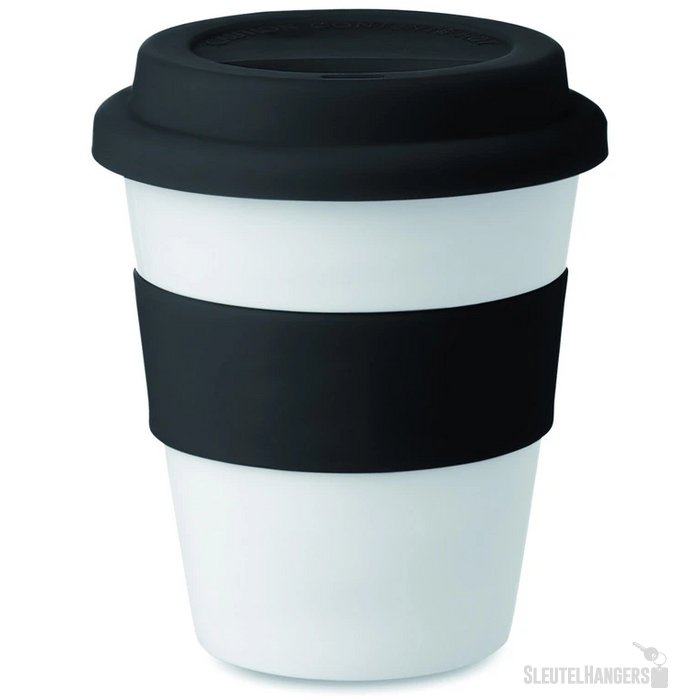 Pp beker met siliconen deksel Astoria zwart